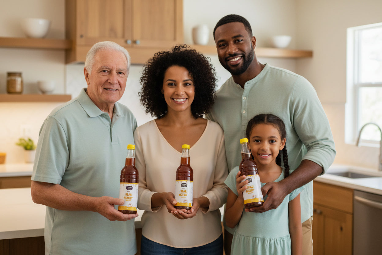 Carib Delight Raw Premium Jamaican Honey Family Size Bundle( 4 Honeys), 750ml, Organic, Unpasteurized, Genuine Jamaican Honey (Large)